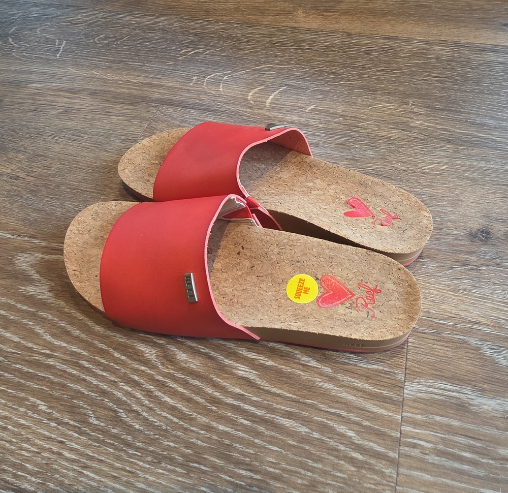 Reef Red Cork Slide Sandals